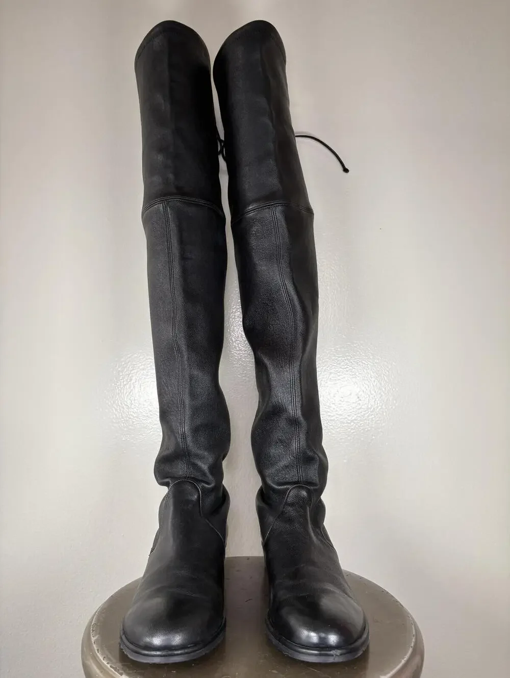 Stuart Weitzman Lowland Black Leather Over-the-Knee EU 38.5 US 8
